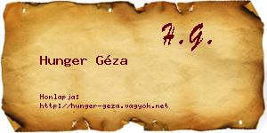 Hunger Géza névjegykártya
