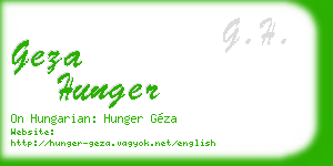 geza hunger business card