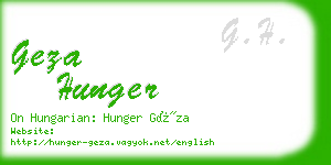 geza hunger business card